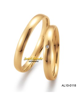 Alianças de casamento tradicional - 1 diamante - AL10-0118 