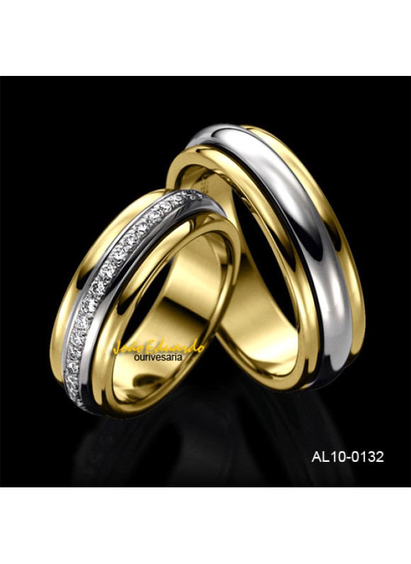 Alianças de casamento 6 mm de largura e 45 diamantes AL10-0132