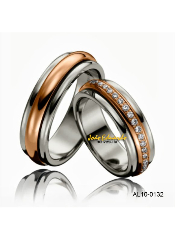 Alianças de casamento 6 mm de largura e 45 diamantes AL10-0132