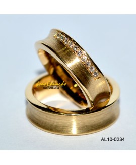 Aliança Côncava com Diamantes AL10-0234 