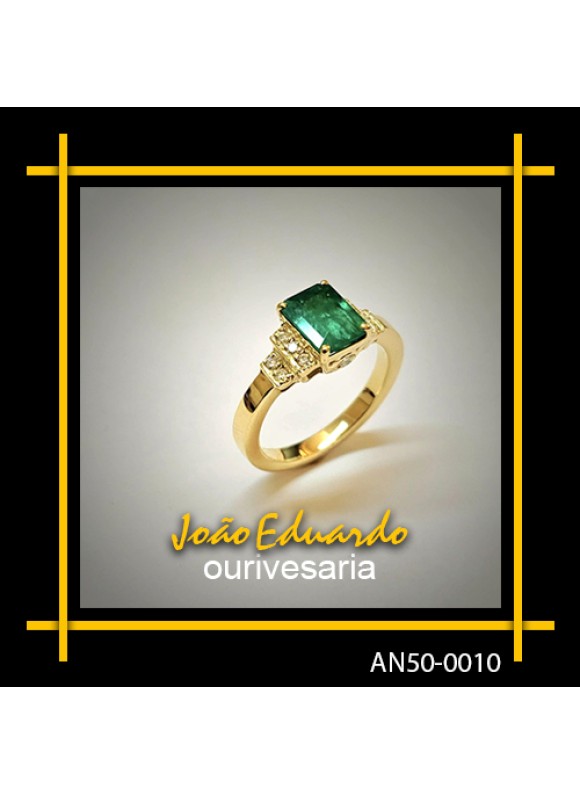 Anel Ouro, Esmeralda e Diamantes